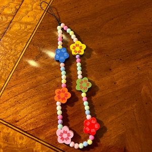 Princess Polly Floral Phone Charm Keychain Wooden Beaded Hawaiian Boho Flowers